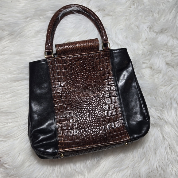 Brahmin Brown and Black Crocodile Pattern Handbag - Picture 5 of 7